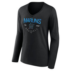 MLB Miami Marlins Women's Live For It Long Sleeve Long Sleeve V-Neck T-Shirt