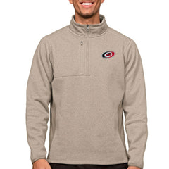 NHL Oatmeal Carolina Hurricanes Antigua Course Quarter-Zip Pullover Top