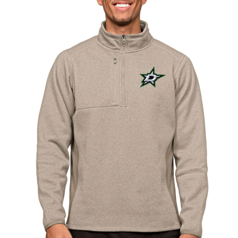 NHL Oatmeal Dallas Stars Antigua Course Quarter-Zip Pullover Top