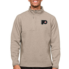 NHL Oatmeal Philadelphia Flyers Antigua Course Quarter-Zip Pullover Top