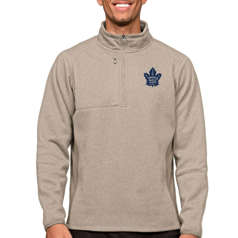 NHL Oatmeal Toronto Maple Leafs Antigua Course Quarter-Zip Pullover Top