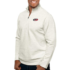 NHL Oatmeal Carolina Hurricanes Antigua Gambit Quarter-Zip Pullover Top