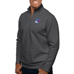 NHL Charcoal New York Rangers Antigua Gambit Quarter-Zip Pullover Top