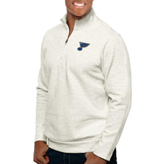 NHL Oatmeal St. Louis Blues Antigua Gambit Quarter-Zip Pullover Top
