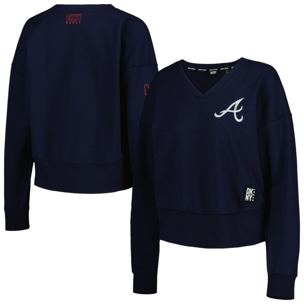 MLB Atlanta Braves DKNY Sport Women's Lily V-Neck Pullover Sweatshirt