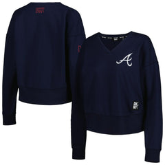 MLB Atlanta Braves DKNY Sport Women's Lily V-Neck Pullover Sweatshirt