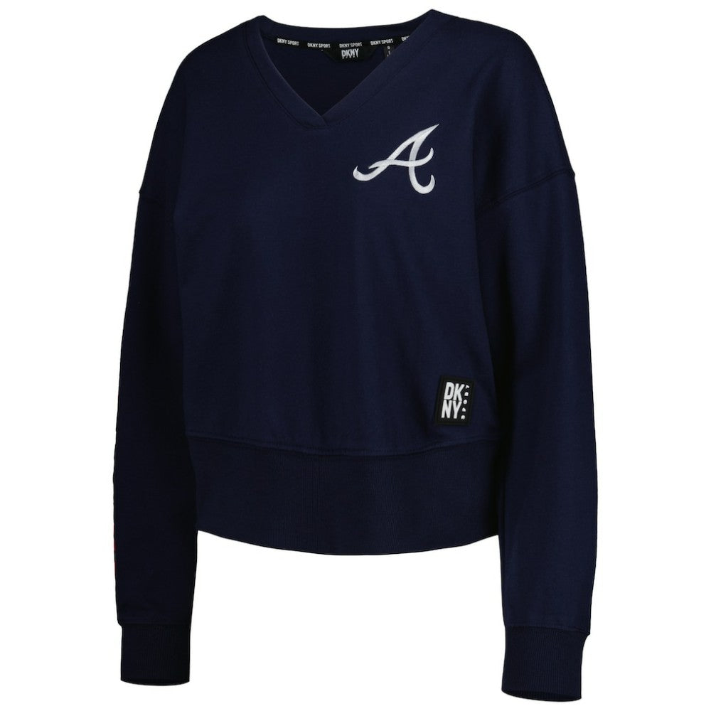 MLB Atlanta Braves DKNY Sport Women's Lily V-Neck Pullover Sweatshirt