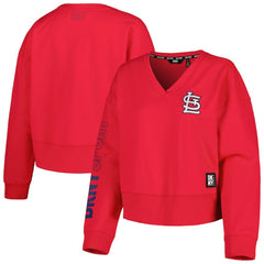 MLB St. Louis Cardinals DKNY Sport Women's Lily V-Neck Pullover Sweatshirt