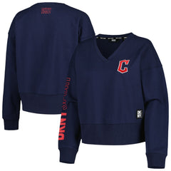 MLB Cleveland Guardians DKNY Sport Women's Lily V-Neck Pullover Sweatshirt