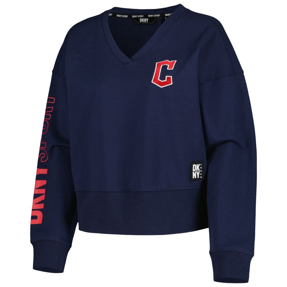 MLB Cleveland Guardians DKNY Sport Women's Lily V-Neck Pullover Sweatshirt