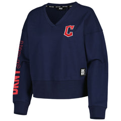 MLB Cleveland Guardians DKNY Sport Women's Lily V-Neck Pullover Sweatshirt
