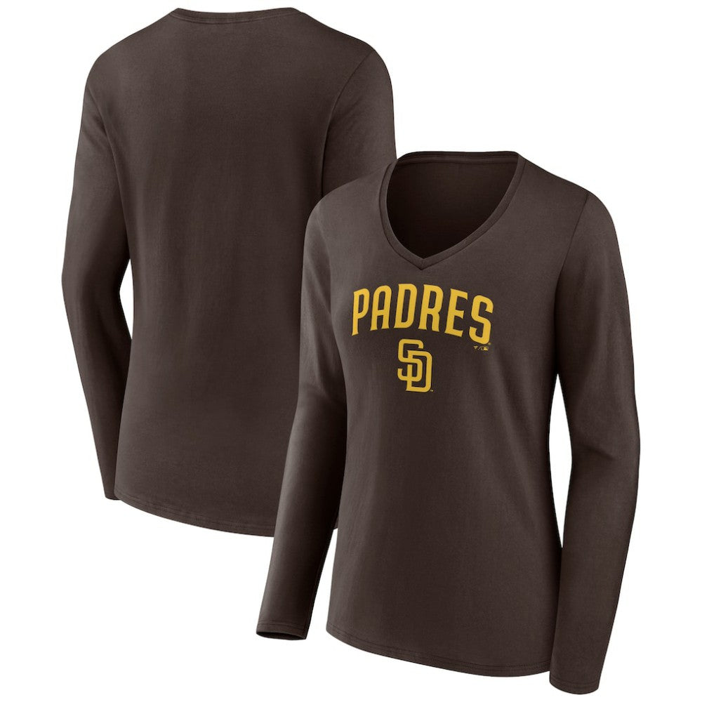 MLB San Diego Padres Women's Team Lockup Long Sleeve V-Neck T-Shirt