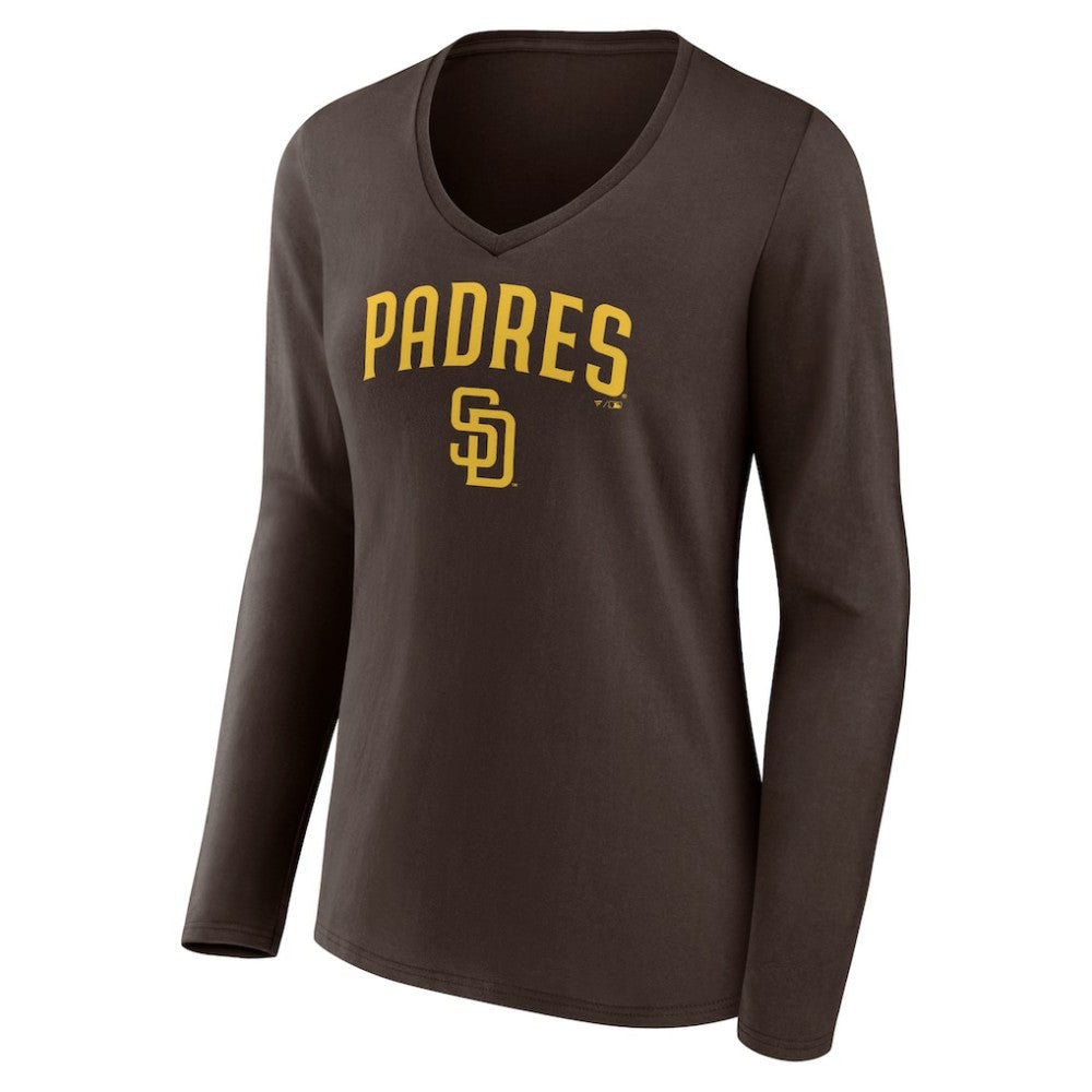 MLB San Diego Padres Women's Team Lockup Long Sleeve V-Neck T-Shirt