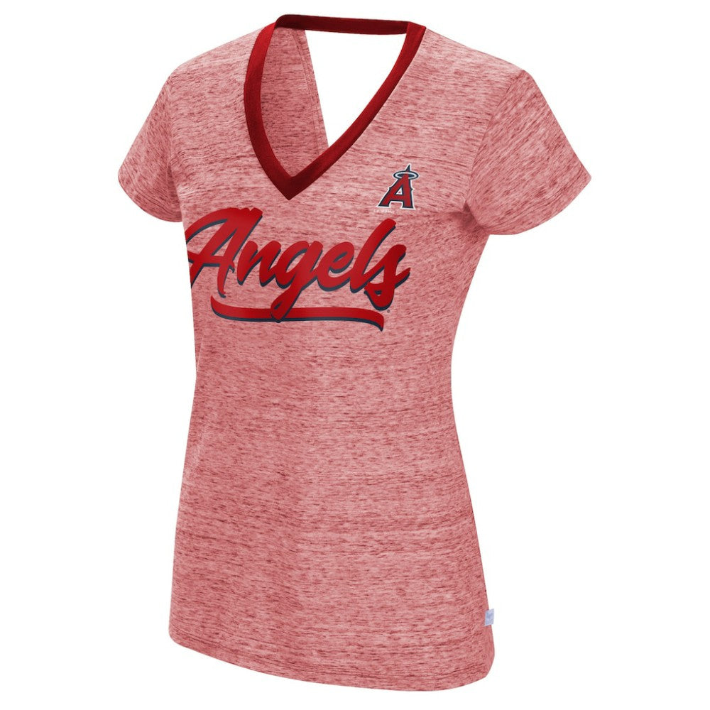 MLB Los Angeles Angels Touch Women's Halftime Back Wrap Top V-Neck T-Shirt
