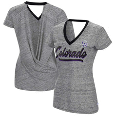 MLB Colorado Rockies Touch Women's Halftime Back Wrap Top V-Neck T-Shirt