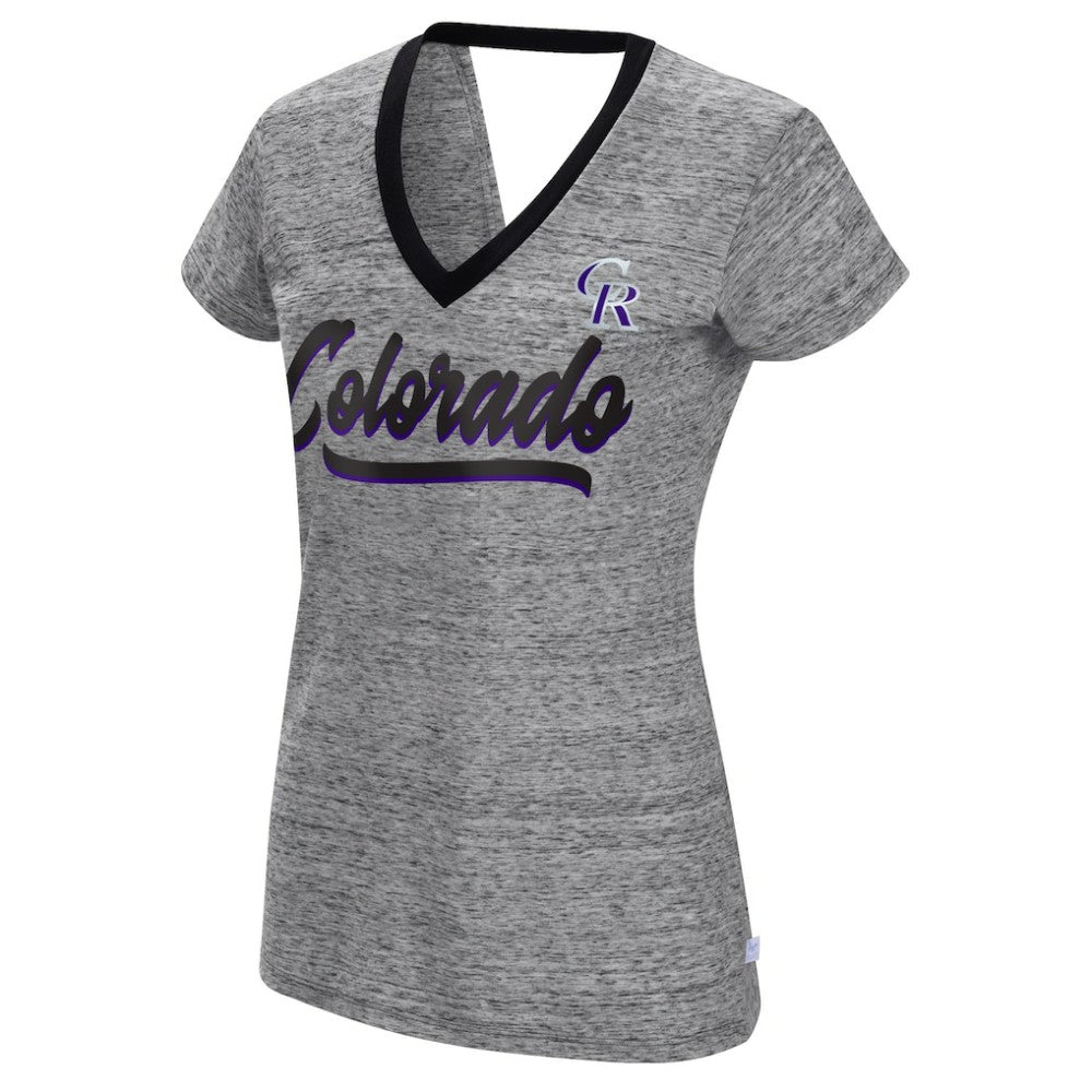 MLB Colorado Rockies Touch Women's Halftime Back Wrap Top V-Neck T-Shirt