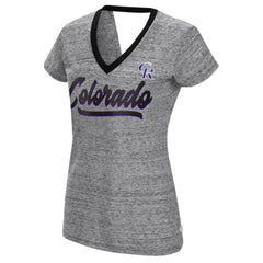 MLB Colorado Rockies Touch Women's Halftime Back Wrap Top V-Neck T-Shirt