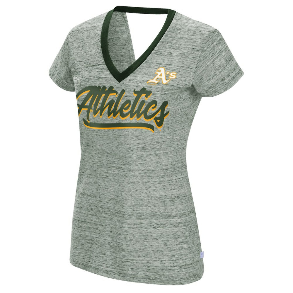 MLB Athletics Touch Women's Halftime Back Wrap Top V-Neck T-Shirt