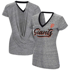 MLB San Francisco Giants Touch Women's Halftime Back Wrap Top V-Neck T-Shirt
