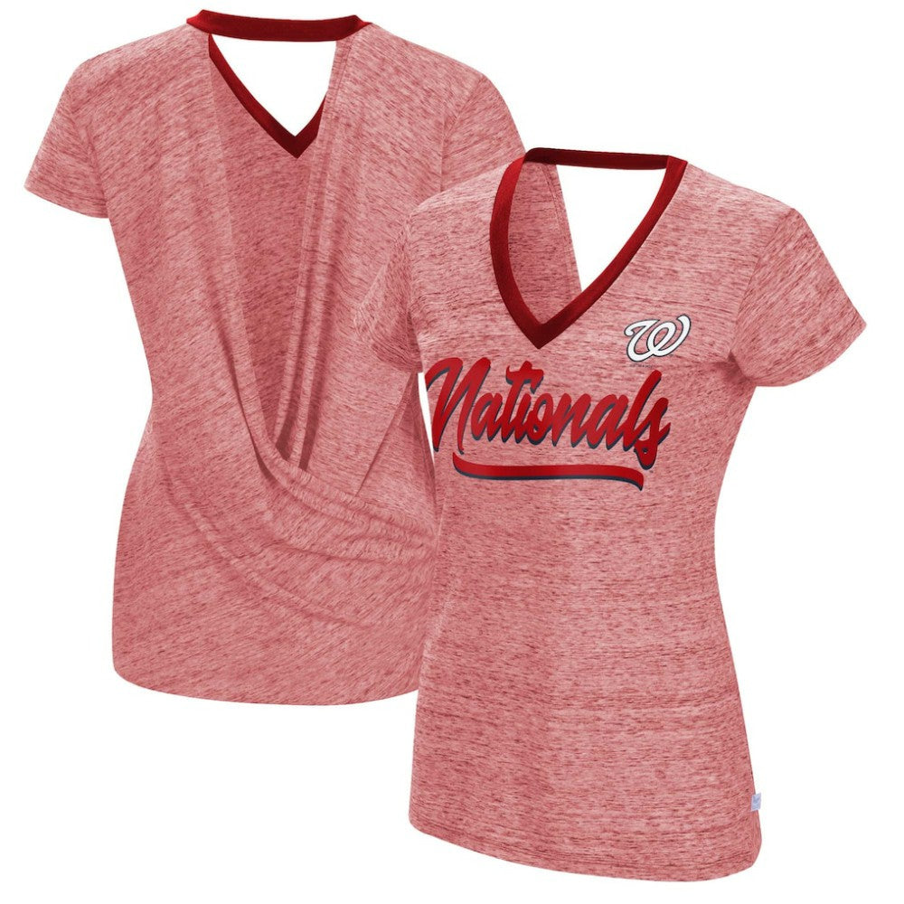 MLB Washington Nationals Touch Women's Halftime Back Wrap Top V-Neck T-Shirt