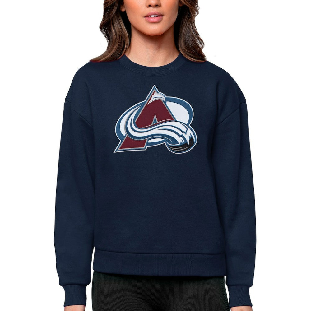 NHL Navy Colorado Avalanche Antigua Women's Team Logo Victory Crewneck Pullover Sweatshirt