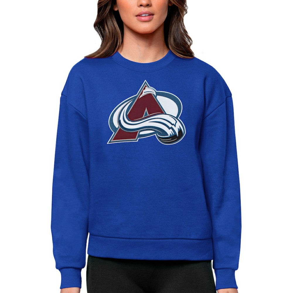 NHL Royal Colorado Avalanche Antigua Women's Team Logo Victory Crewneck Pullover Sweatshirt
