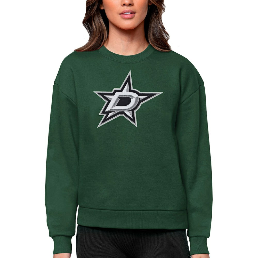 NHL Green Dallas Stars Antigua Women's Team Logo Victory Crewneck Pullover Sweatshirt