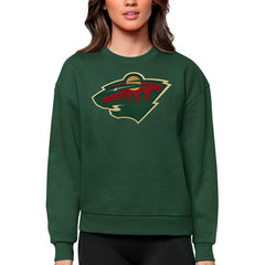NHL Green Minnesota Wild Antigua Women's Team Logo Victory Crewneck Pullover Sweatshirt