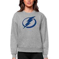 NHL Heather Gray Tampa Bay Lightning Antigua Women's Team Logo Victory Crewneck Pullover Sweatshirt