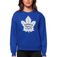 NHL Royal Toronto Maple Leafs Antigua Women's Team Logo Victory Crewneck Pullover Sweatshirt