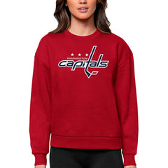 NHL Red Washington Capitals Antigua Women's Team Logo Victory Crewneck Pullover Sweatshirt