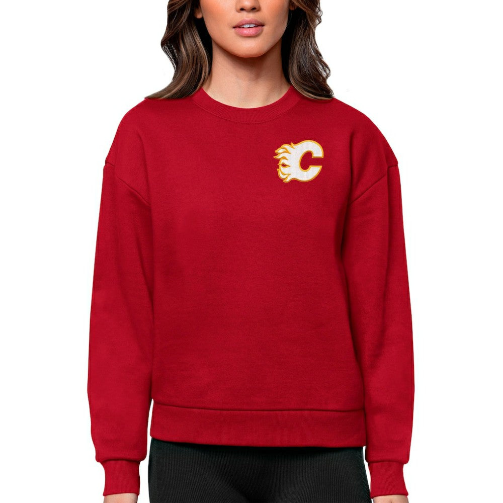 NHL Red Calgary Flames Antigua Women's Victory Crewneck Pullover Sweatshirt