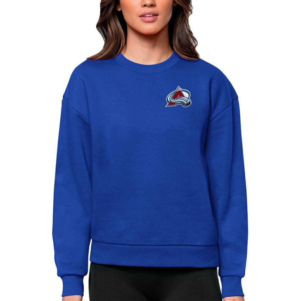 NHL Royal Colorado Avalanche Antigua Women's Victory Crewneck Pullover Sweatshirt