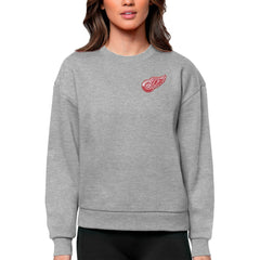 NHL Heather Gray Detroit Red Wings Antigua Women's Victory Crewneck Pullover Sweatshirt