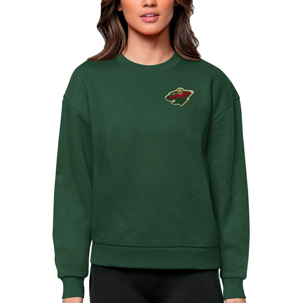 NHL Green Minnesota Wild Antigua Women's Victory Crewneck Pullover Sweatshirt