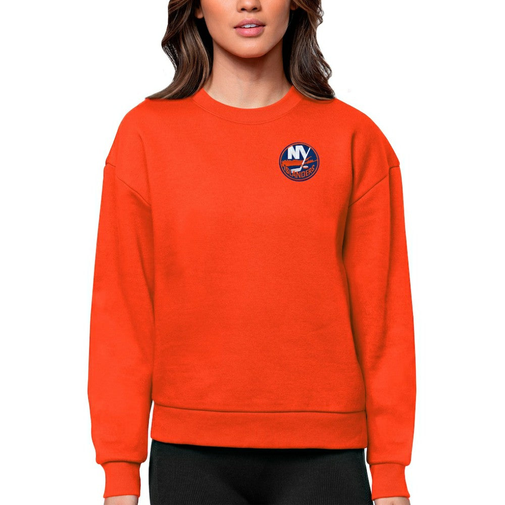 NHL Orange New York Islanders Antigua Women's Victory Crewneck Pullover Sweatshirt