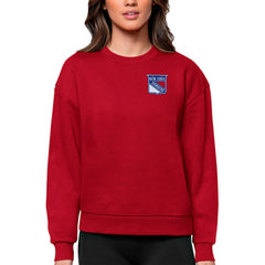 NHL Red New York Rangers Antigua Women's Victory Crewneck Pullover Sweatshirt