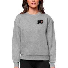 NHL Heather Gray Philadelphia Flyers Antigua Women's Victory Crewneck Pullover Sweatshirt