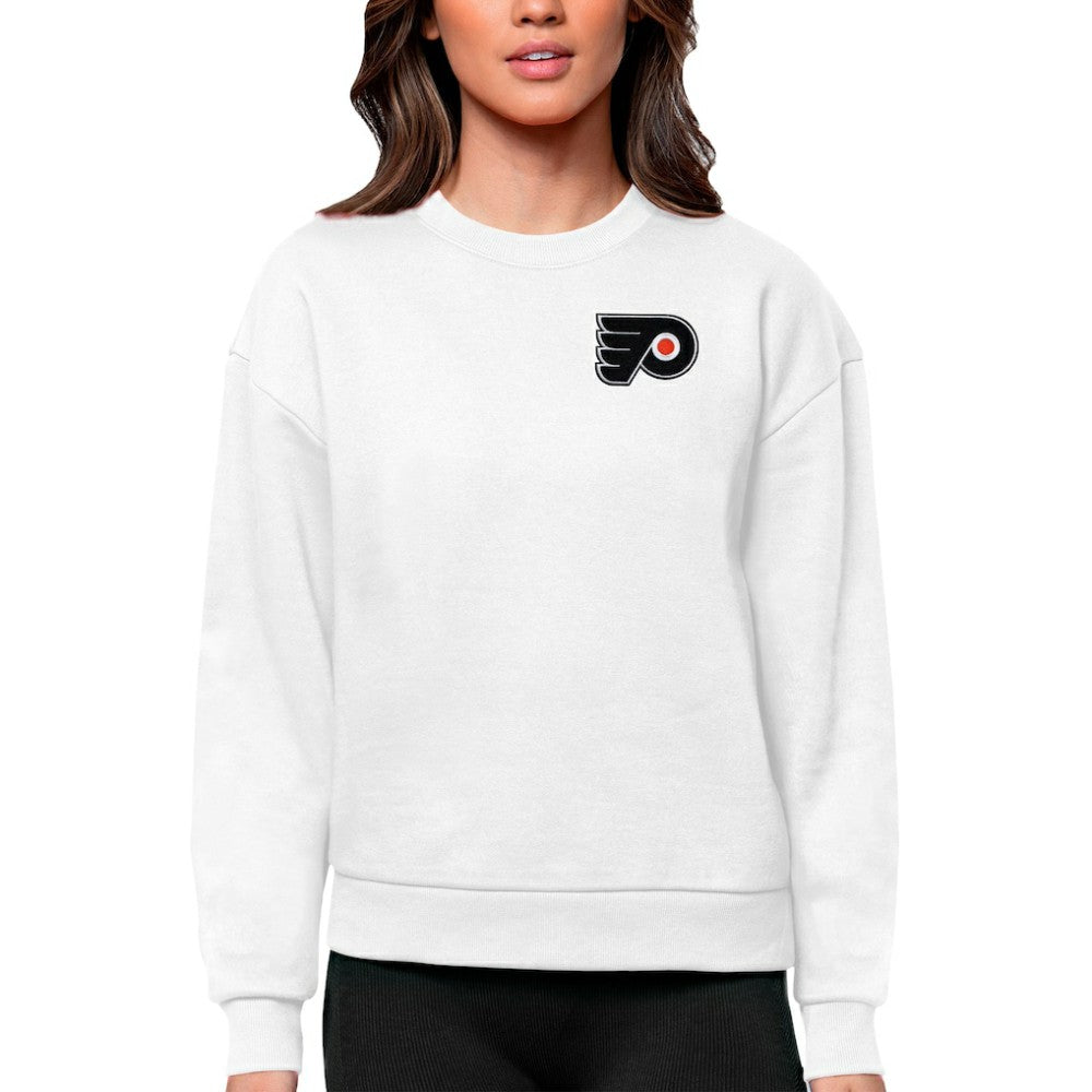 NHL White Philadelphia Flyers Antigua Women's Victory Crewneck Pullover Sweatshirt