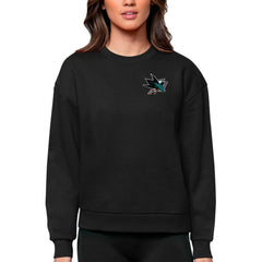 NHL Black San Jose Sharks Antigua Women's Victory Crewneck Pullover Sweatshirt