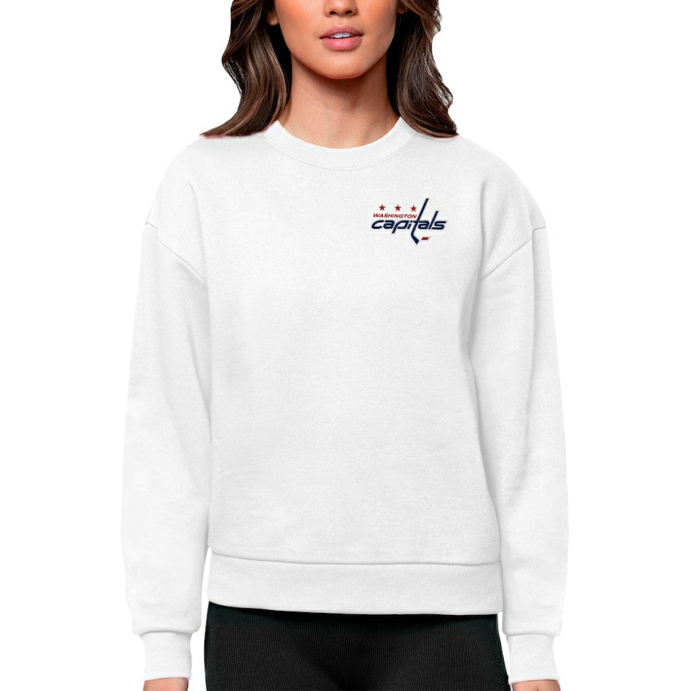 NHL White Washington Capitals Antigua Women's Victory Crewneck Pullover Sweatshirt