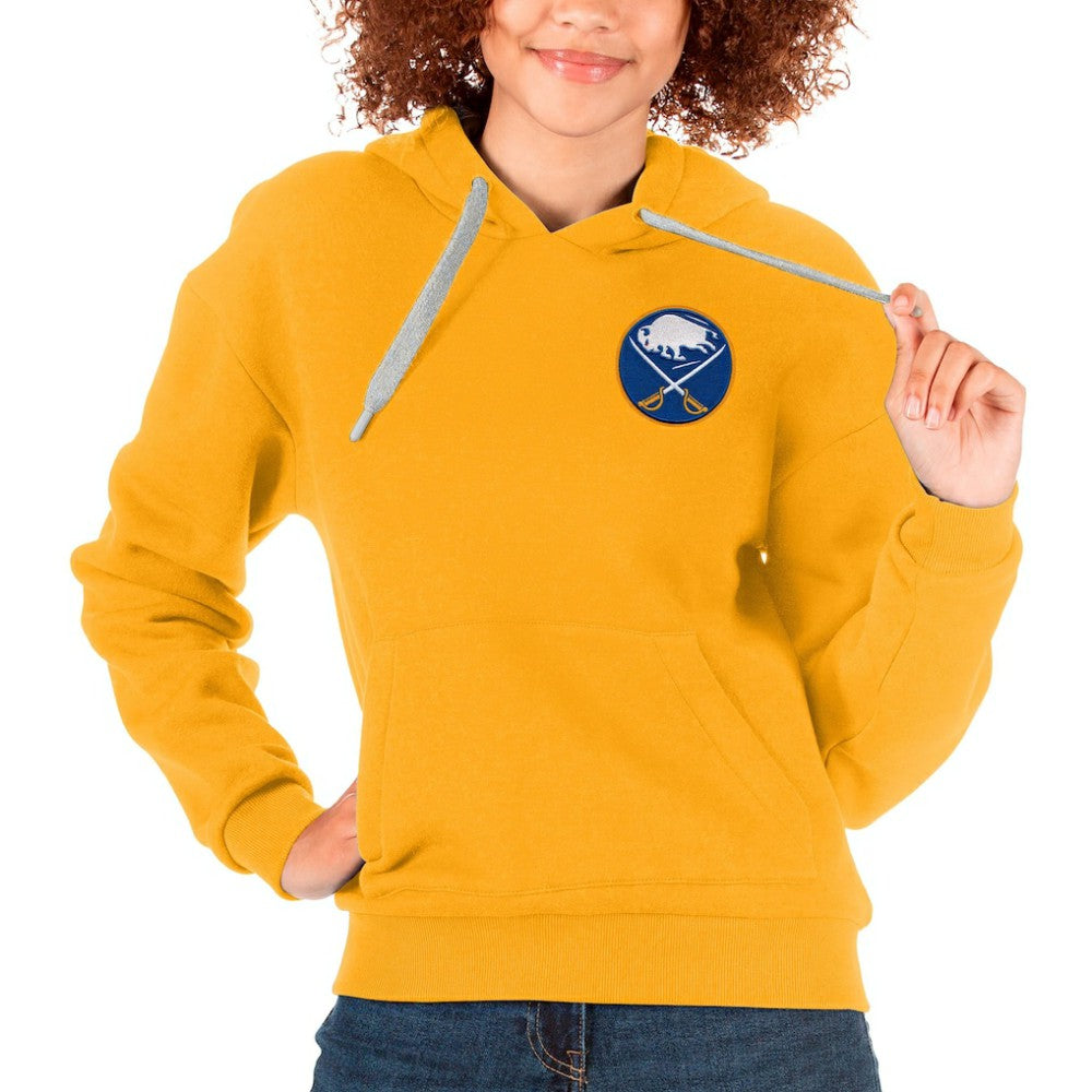 NHL Gold Buffalo Sabres Antigua Women's Victory Pullover Hoodie