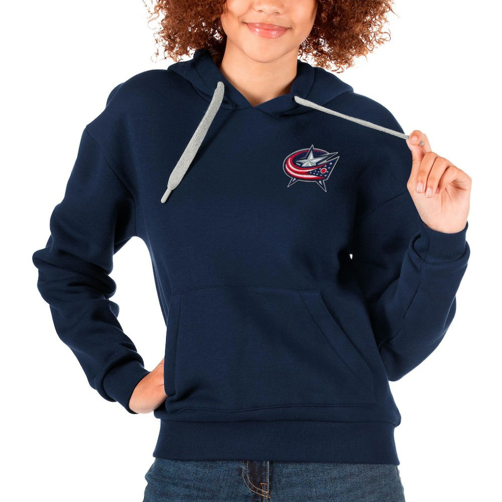 NHL Navy Columbus Blue Jackets Antigua Women's Victory Pullover Hoodie