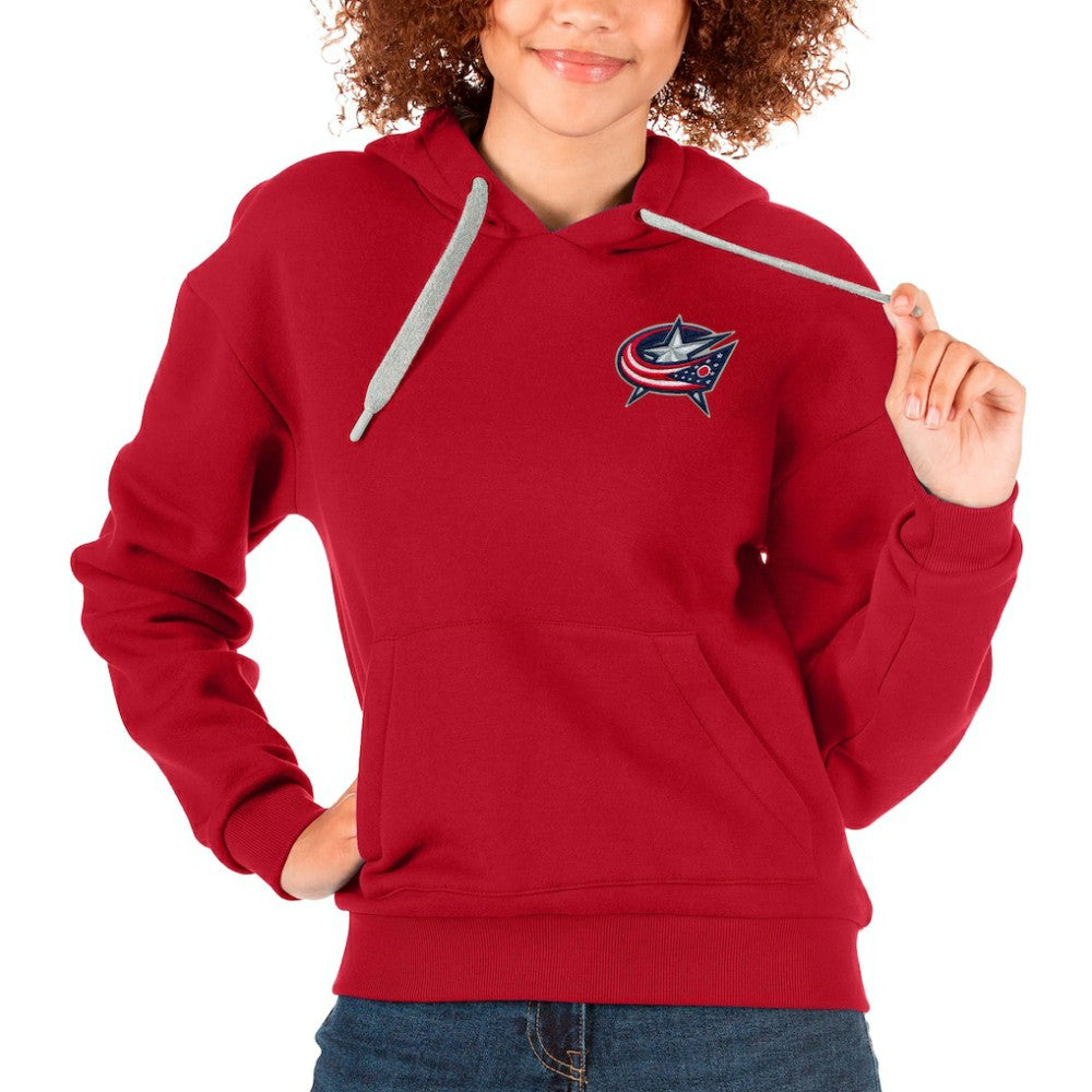 NHL Red Columbus Blue Jackets Antigua Women's Victory Pullover Hoodie