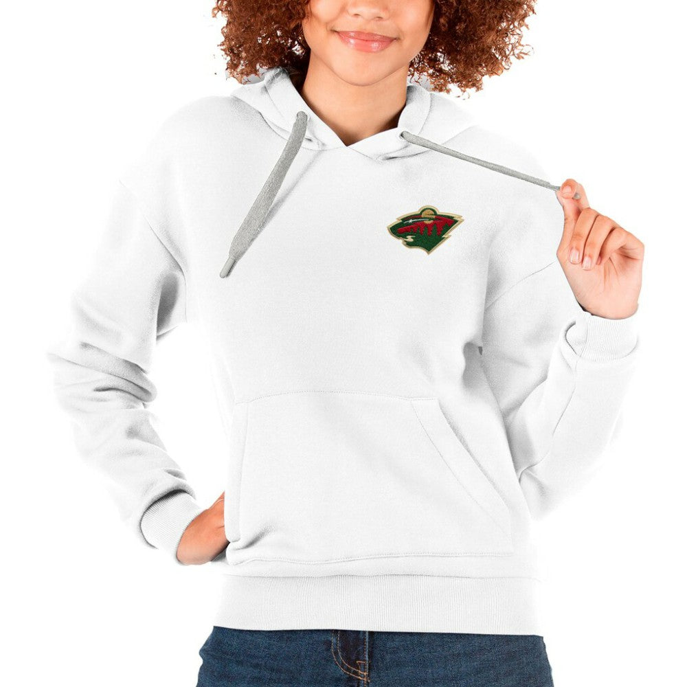 NHL White Minnesota Wild Antigua Women's Victory Pullover Hoodie