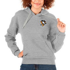 NHL Heather Gray Pittsburgh Penguins Antigua Women's Victory Pullover Hoodie