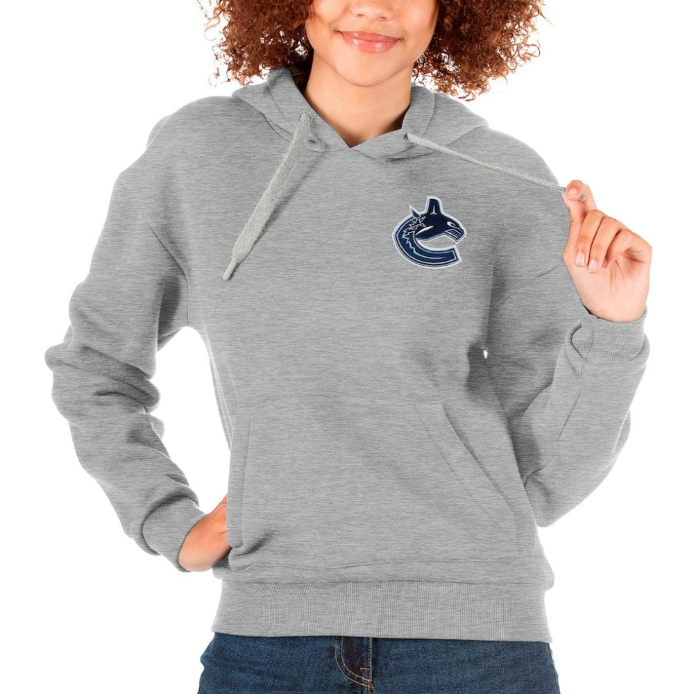 NHL Heather Gray Vancouver Canucks Antigua Women's Victory Pullover Hoodie