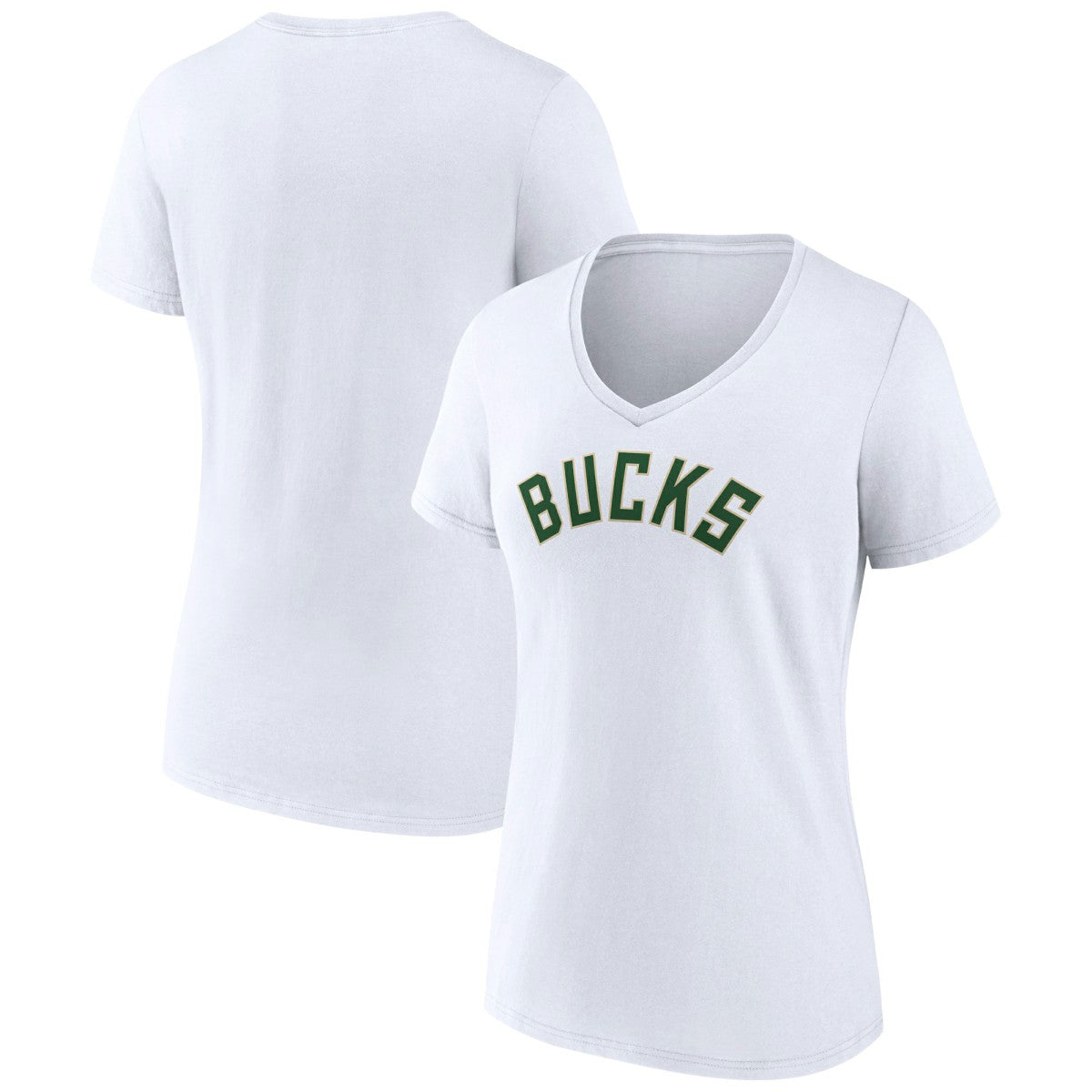 NBA Milwaukee Bucks Women's Wordmark V-Neck T-Shirt