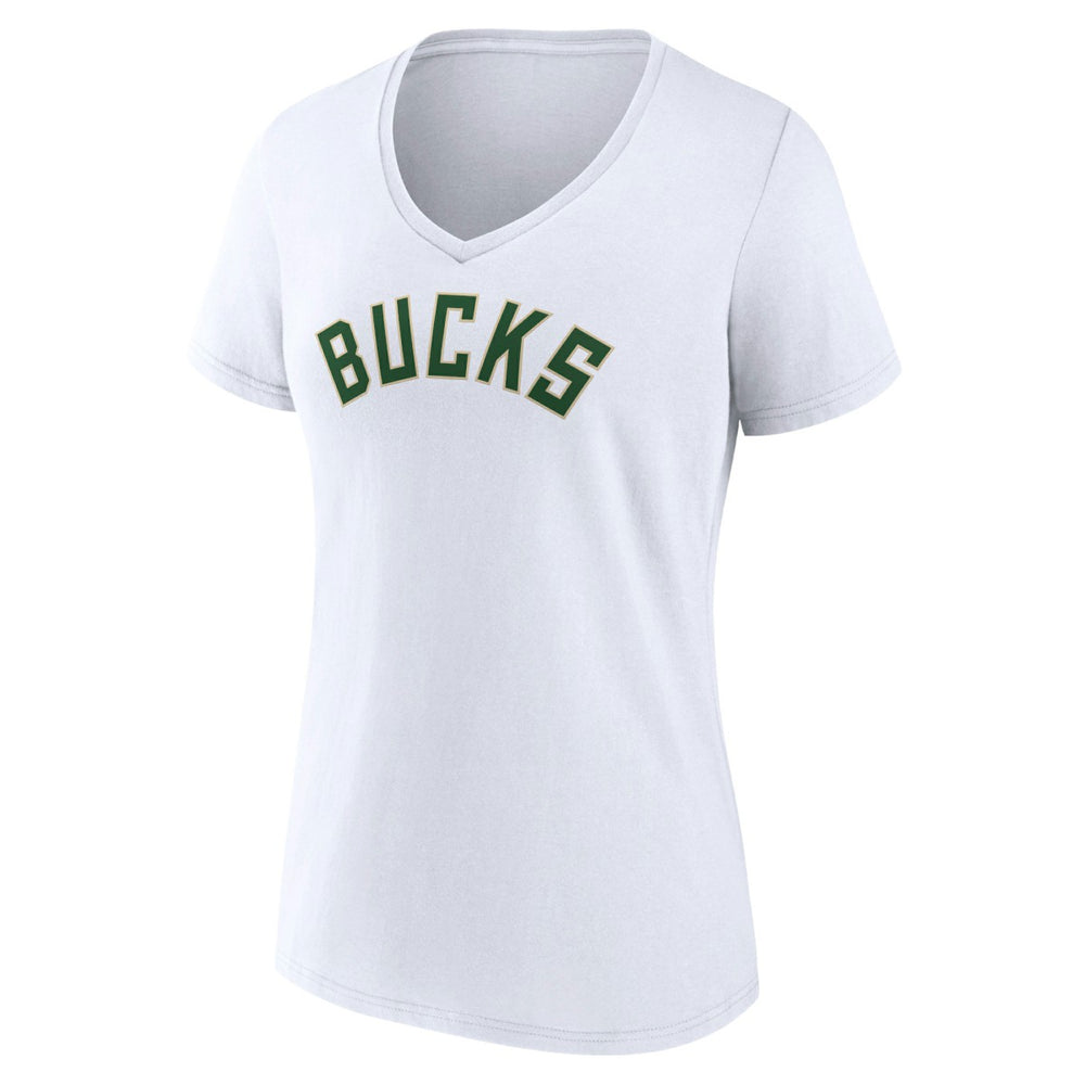 NBA Milwaukee Bucks Women's Wordmark V-Neck T-Shirt