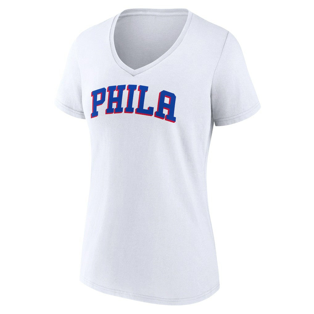 NBA Philadelphia 76ers Women's Wordmark V-Neck T-Shirt